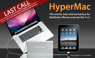 Illustration for article titled HyperMac External Battery Gives MacBooks a 32 Hour Boost